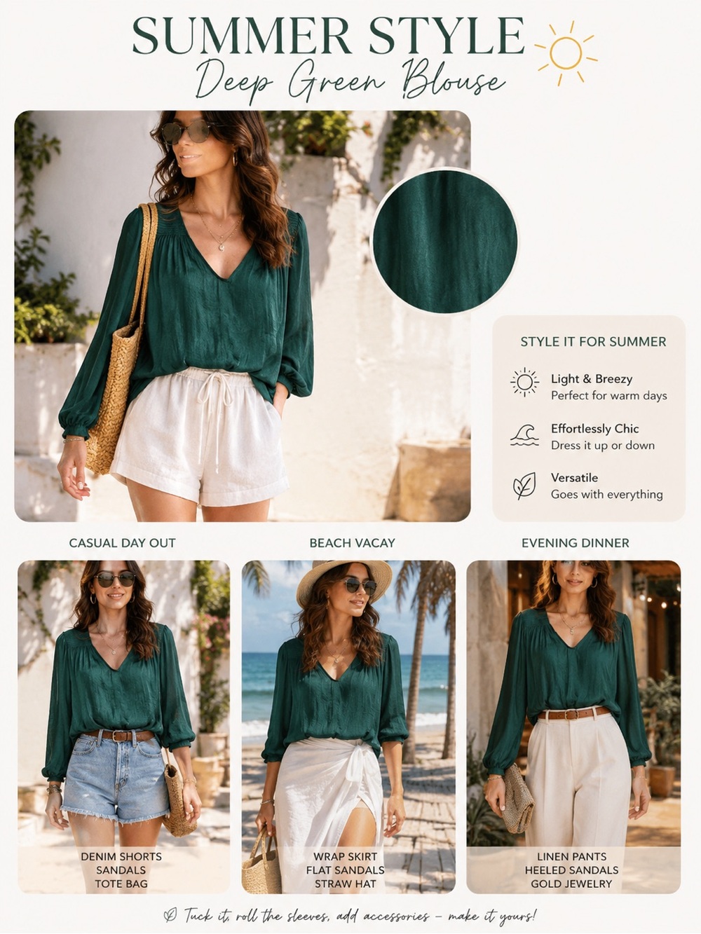 Free People Deep Green Blouse